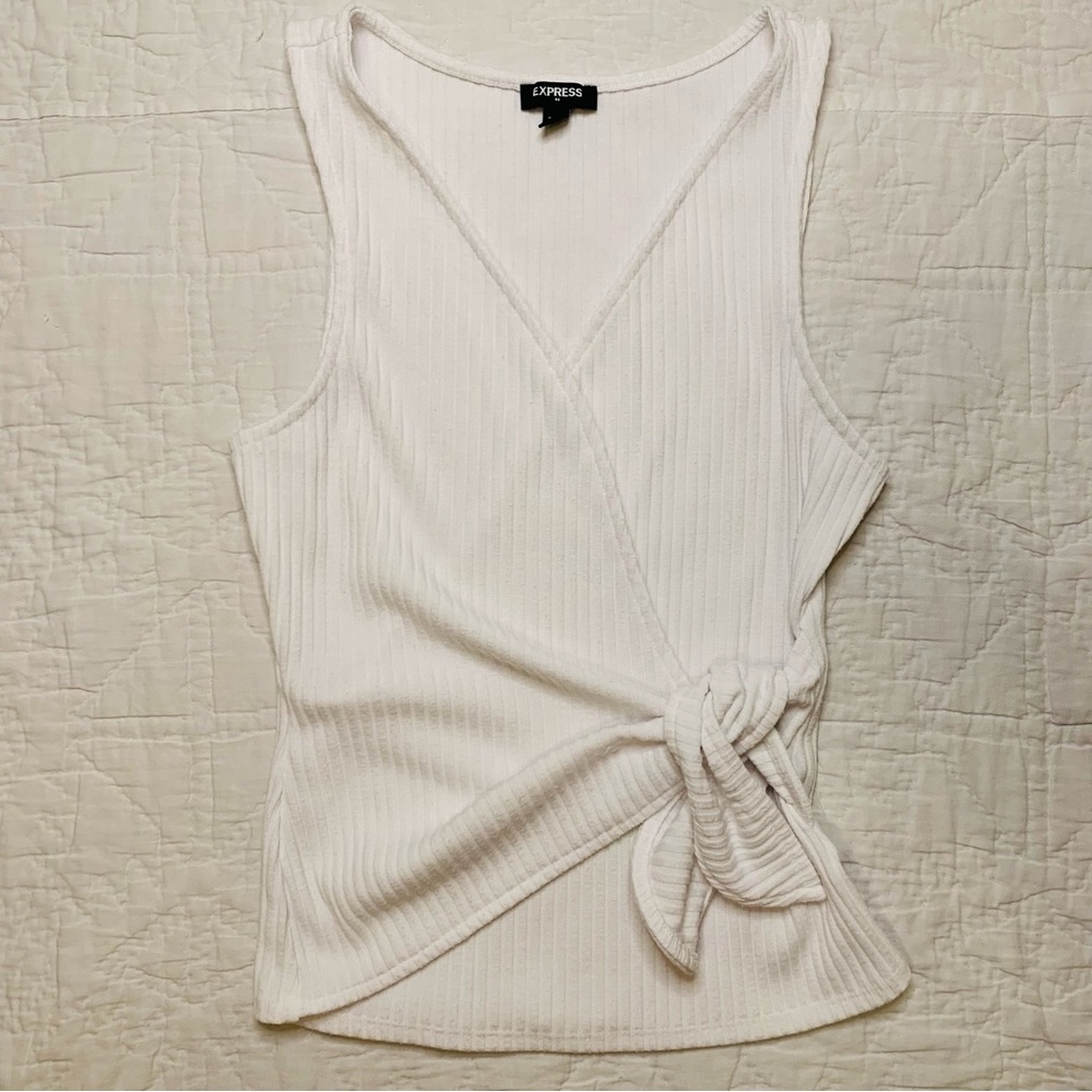 Express White Wrap Sleeveless Top Size S